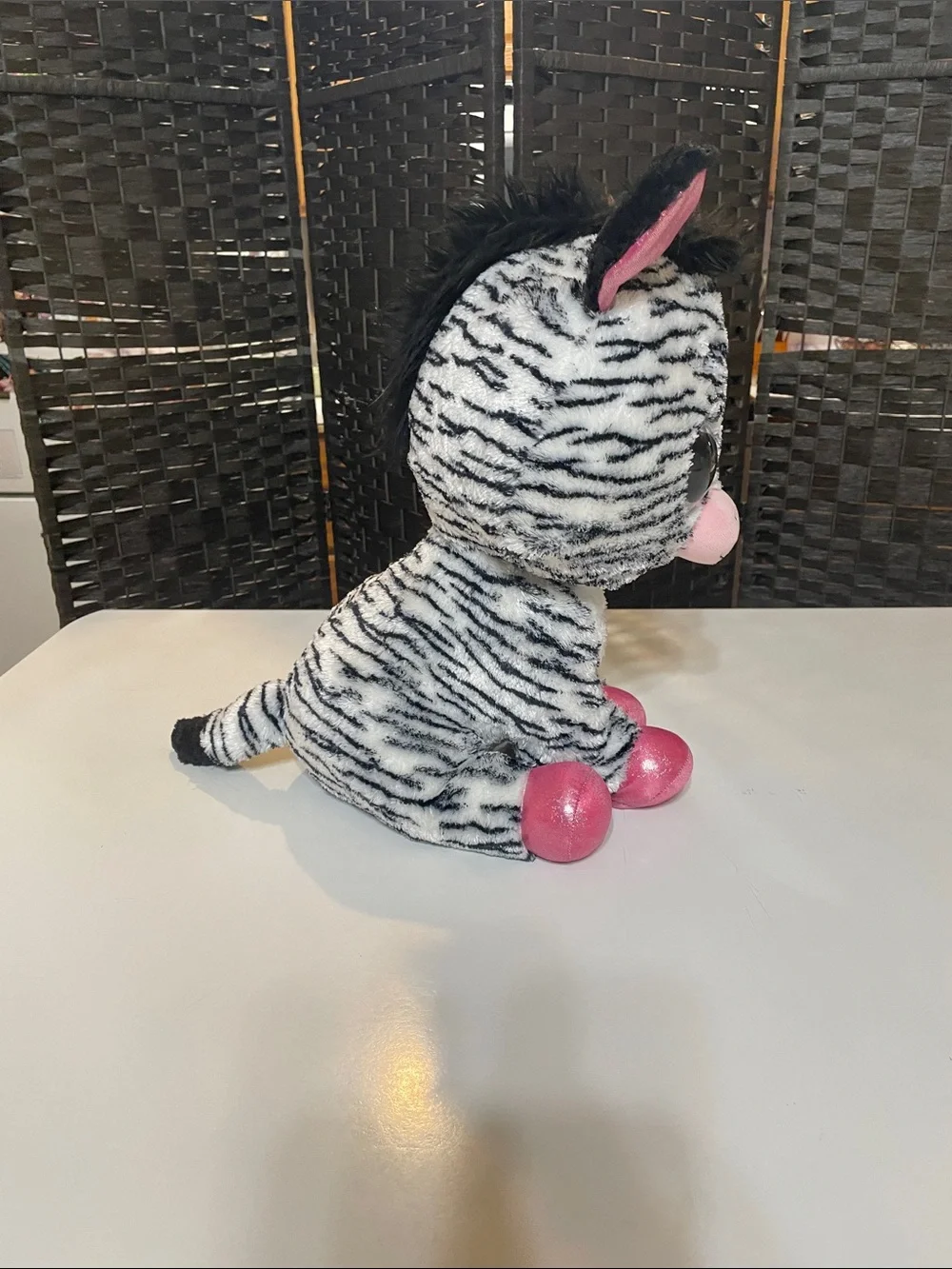 Izzy the Zebra Stuffed Animal with Pink Accents -Kids plushie Great condition